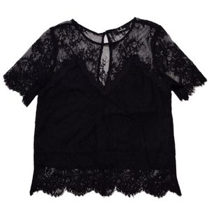 Lulus Pure Genius Sheer Black Lace Top